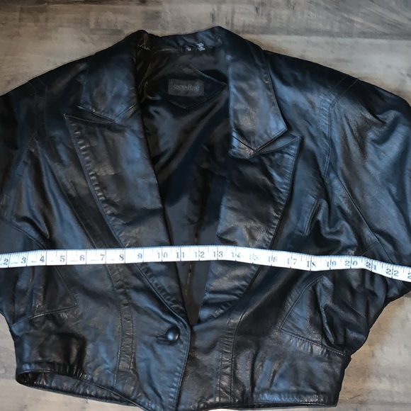 VINTAGE JENNIFER BLACK LEATHER JACKET 80’s STYLE - Picture 7 of 9